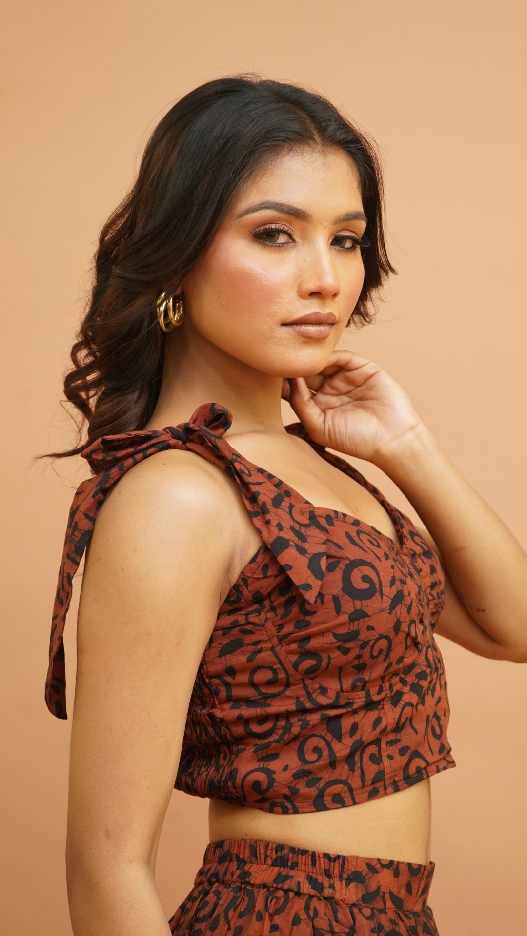 RUST BROWN BLACK BATIK PRINT CO-ORD SET