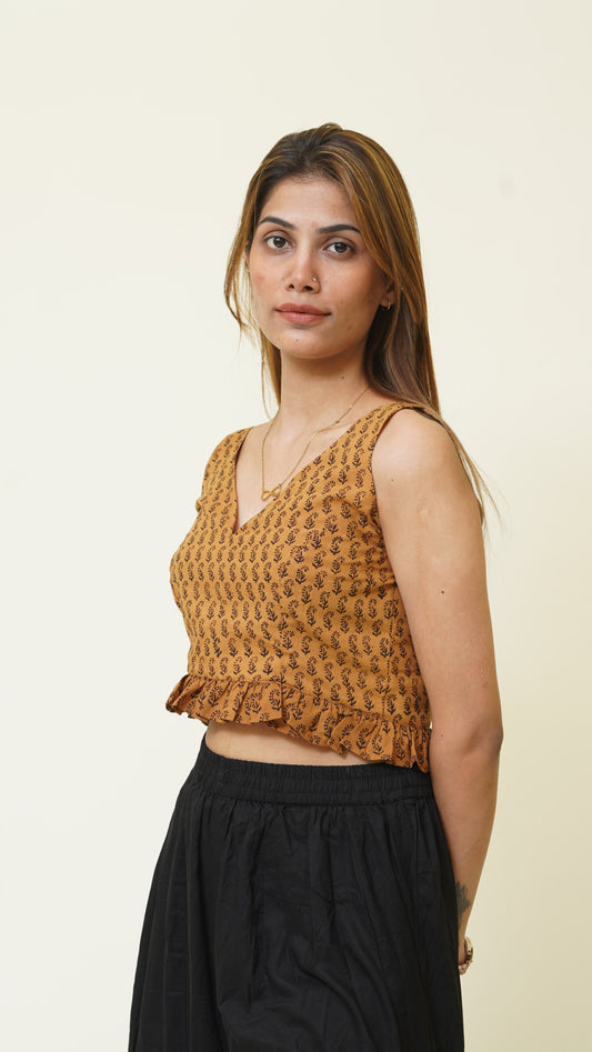 COFFE BROWN BLACK BAGH PRINT BRALETTES