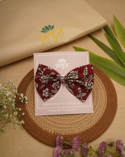 MAROON FLOWER BAGH PRINT BOWCLIP