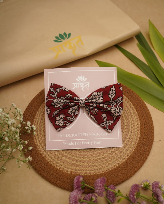 MAROON FLOWER BAGH PRINT BOWCLIP
