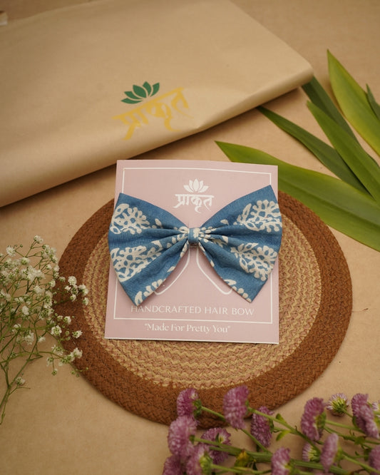 BLUE INDIGO BAGH PRINT BOWCLIP