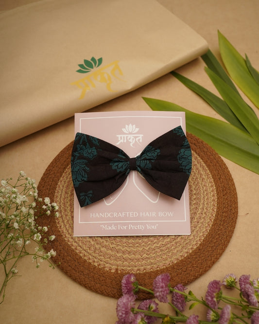 BLACK GREEN BAGH PRINT BOWCLIP