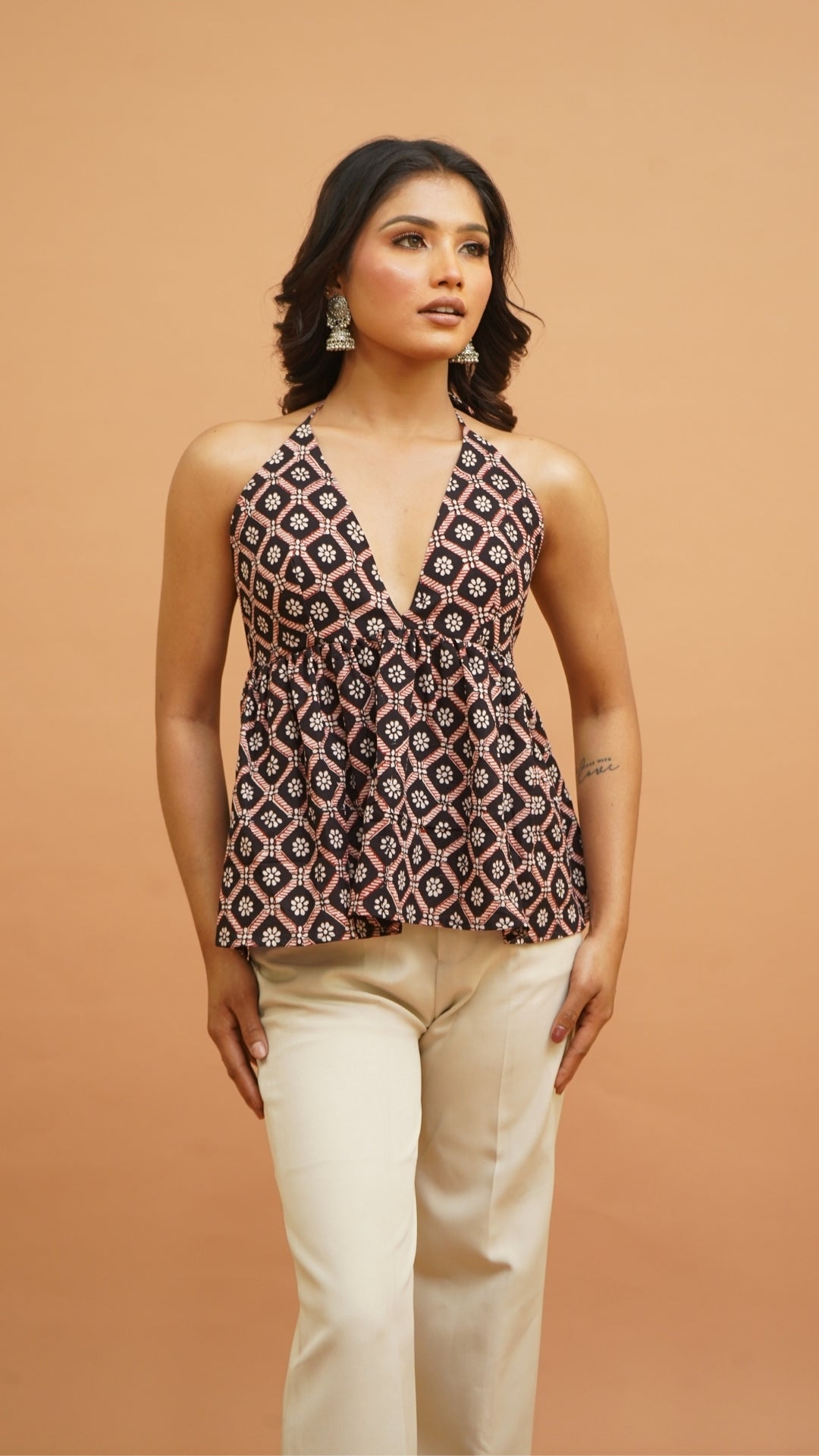 BLACK RED-WHITE BAGH PRINT BRALETTES