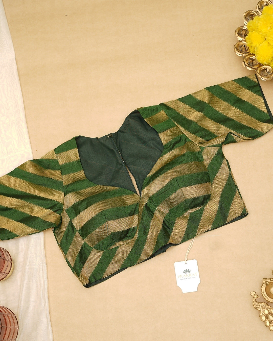 GREEN GOLDEN ZARI BLOUSE