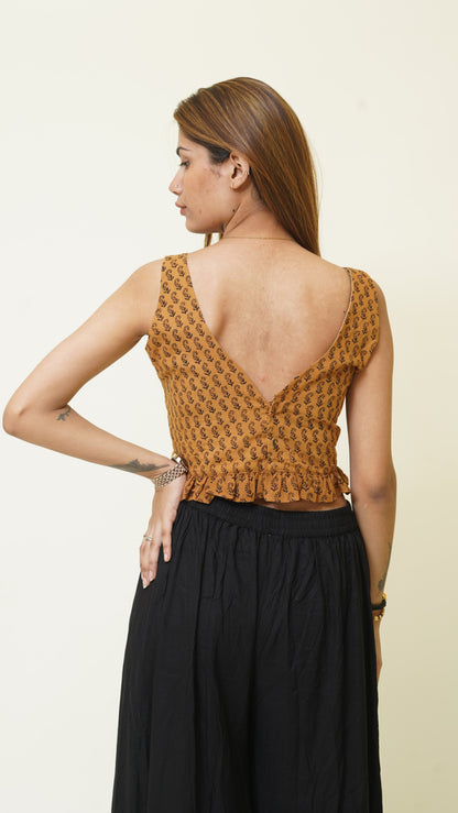 COFFE BROWN BLACK BAGH PRINT BRALETTES