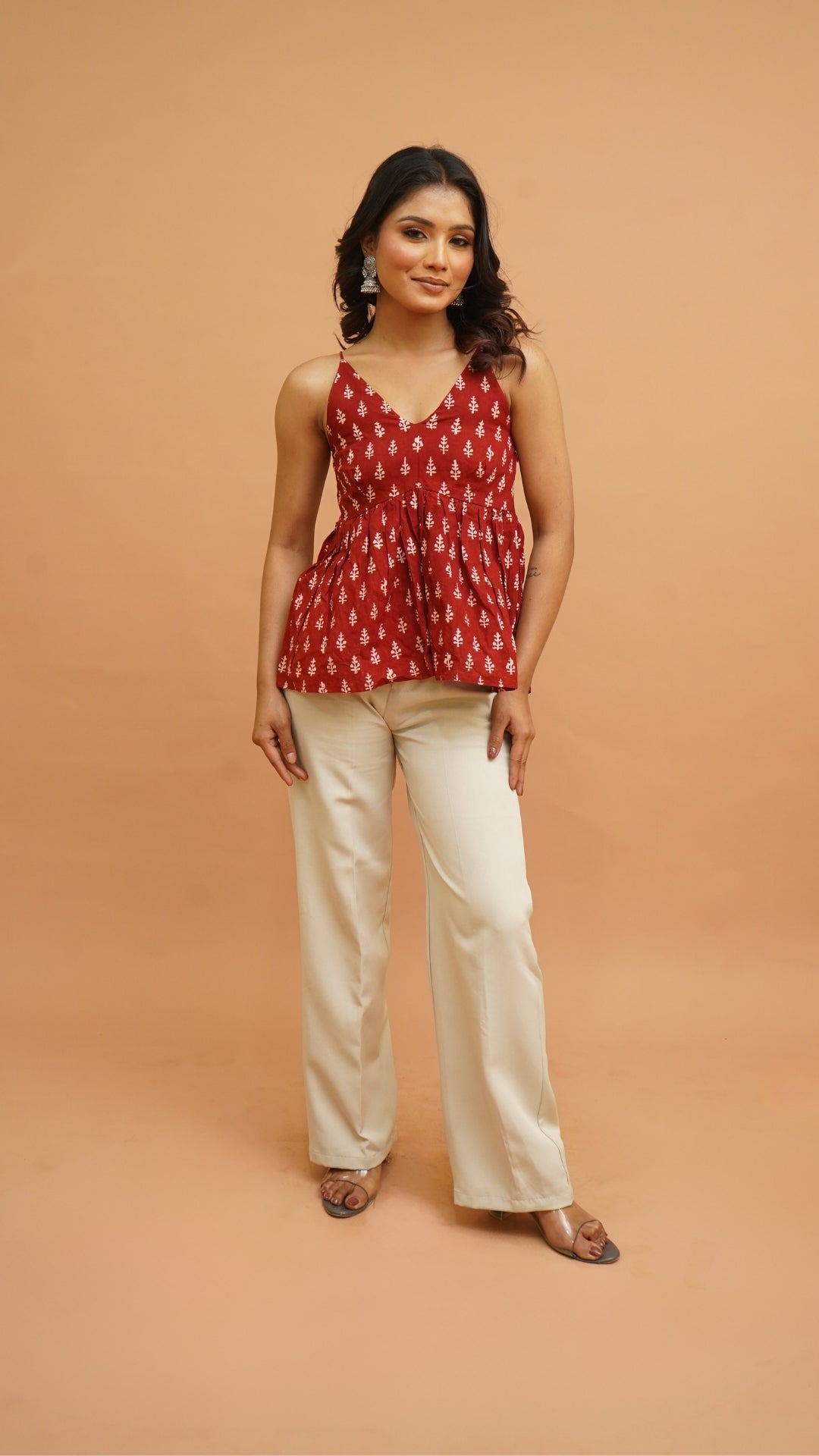 RED & WHITE BUTTI BAGH PRINT BRALETTES