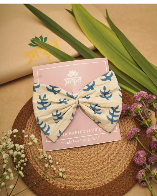 WHITE INDIGO BAGH PRINT BOWCLIP