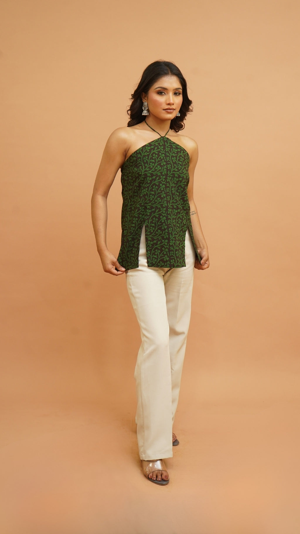 BLACK GREEN BAGH PRINT TOP