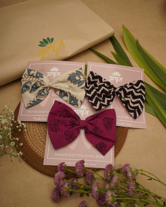 COTTON BOW CLIP – SET OF 3
