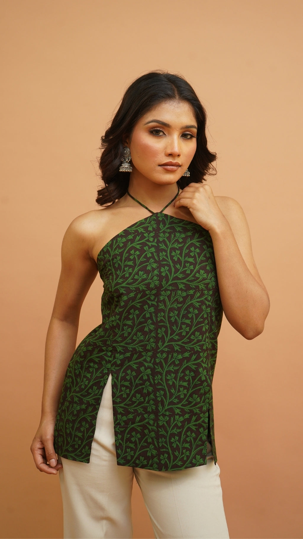 BLACK GREEN BAGH PRINT TOP