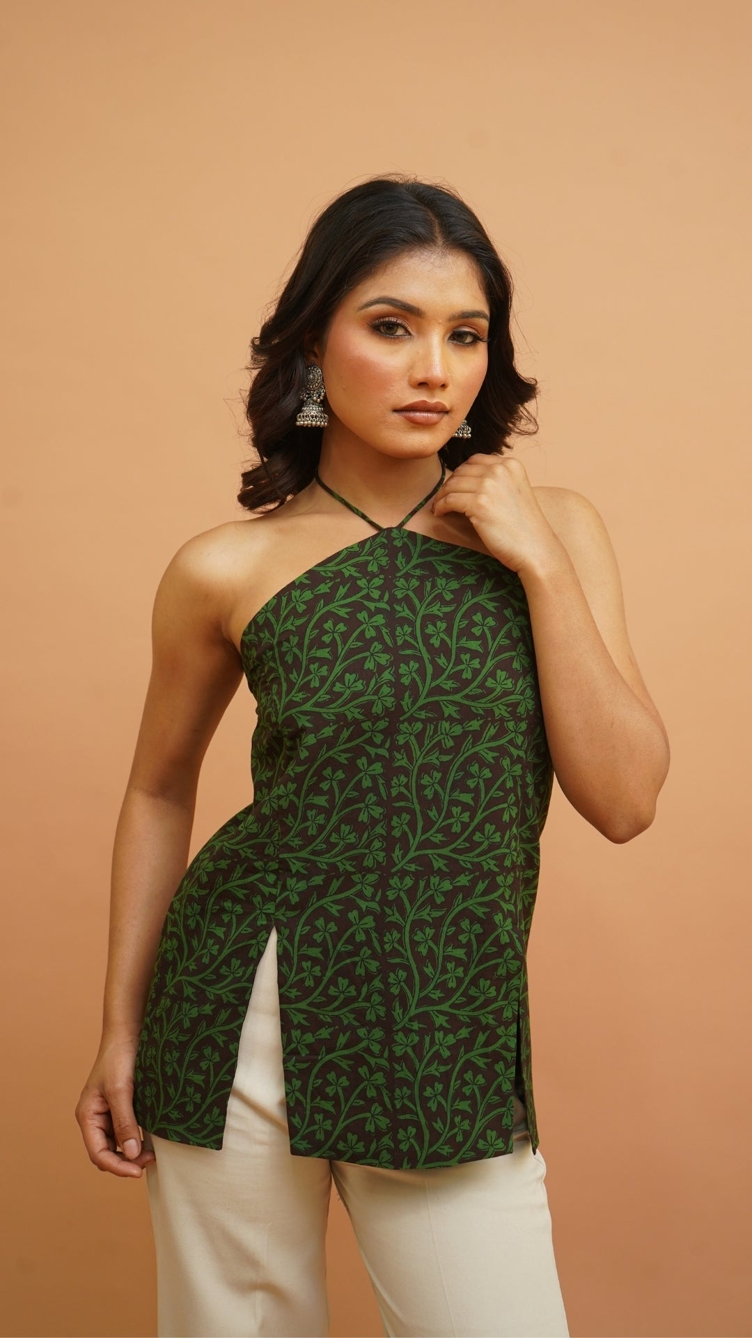 BLACK GREEN BAGH PRINT TOP