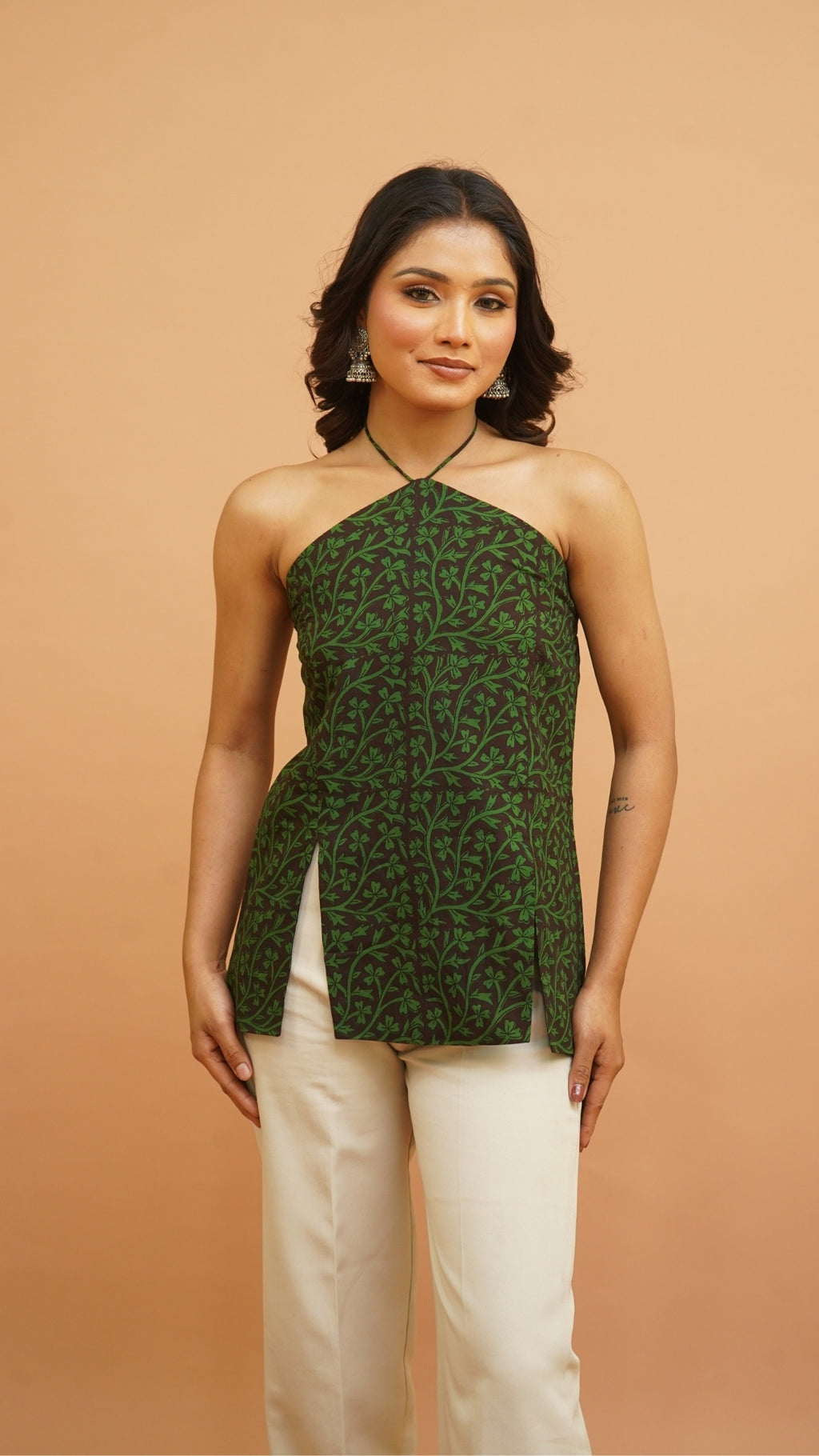 BLACK GREEN BAGH PRINT TOP