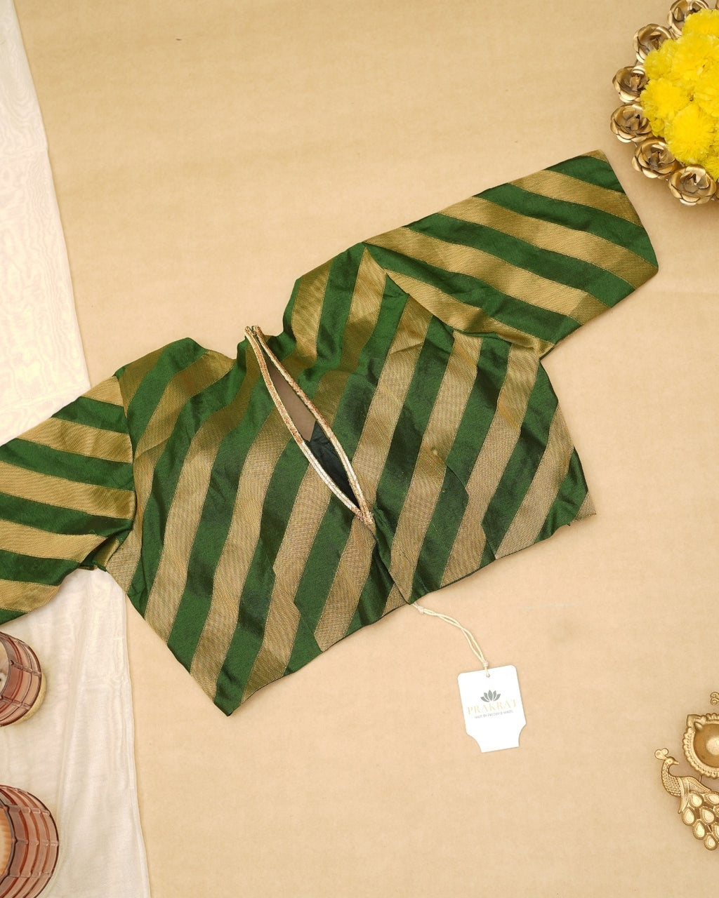 GREEN GOLDEN ZARI BLOUSE