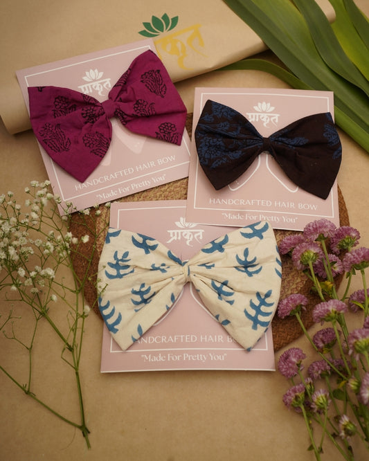COTTON BOW CLIP – SET OF 3