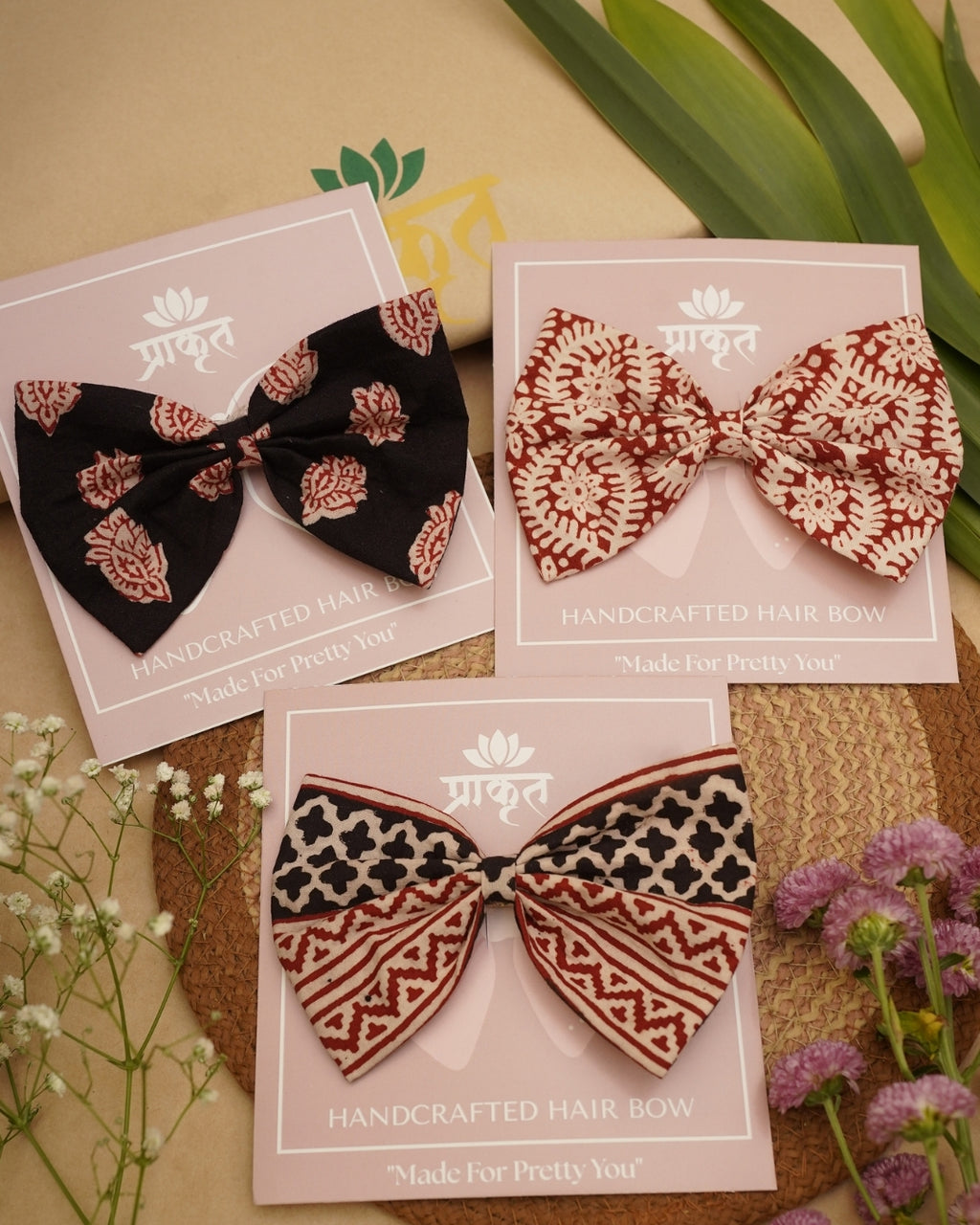 COTTON BOW CLIP – SET OF 3