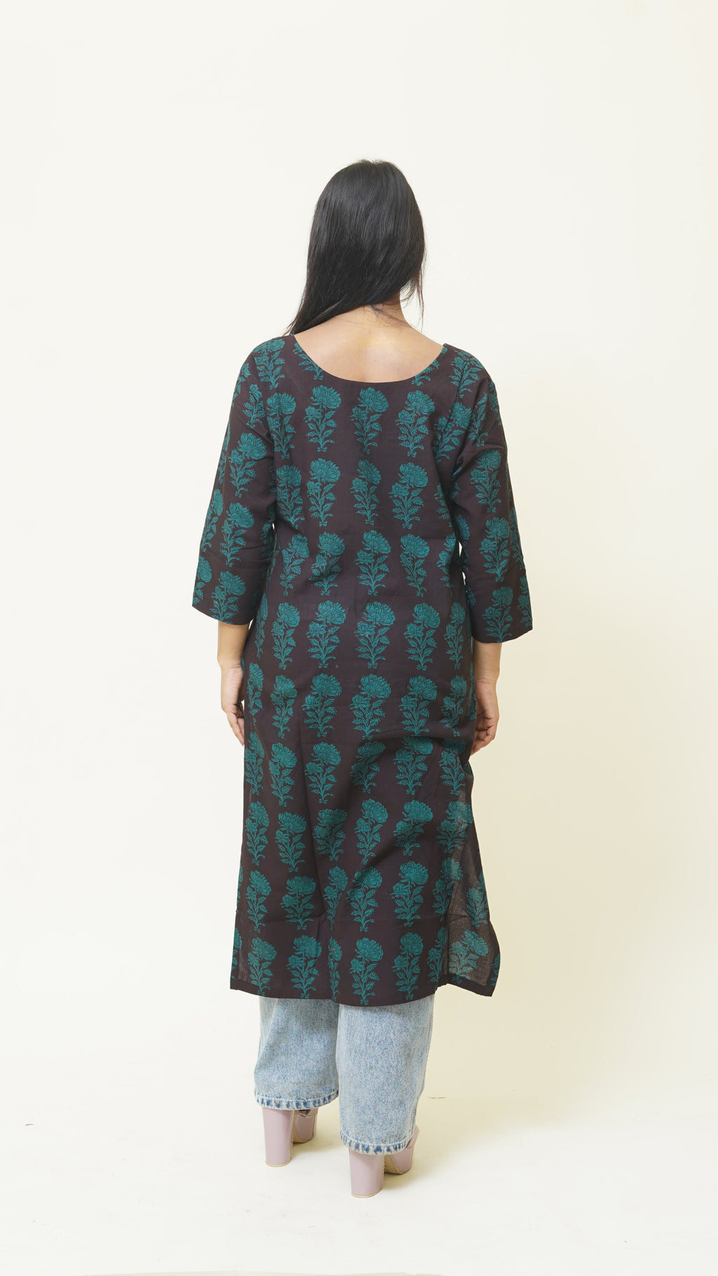 BLACK GREEN BAGH PRINT KURTA