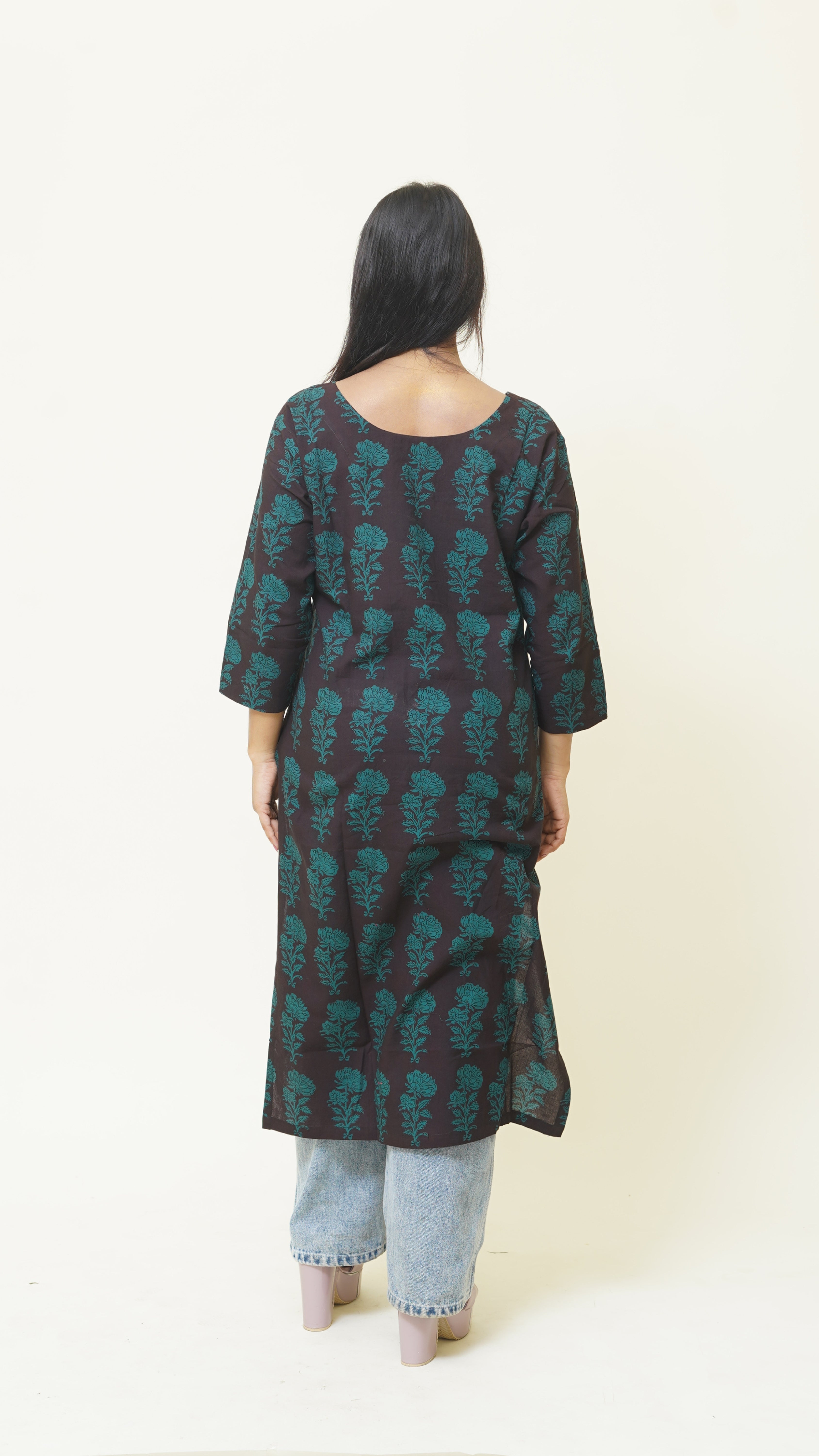 BLACK GREEN BAGH PRINT KURTA