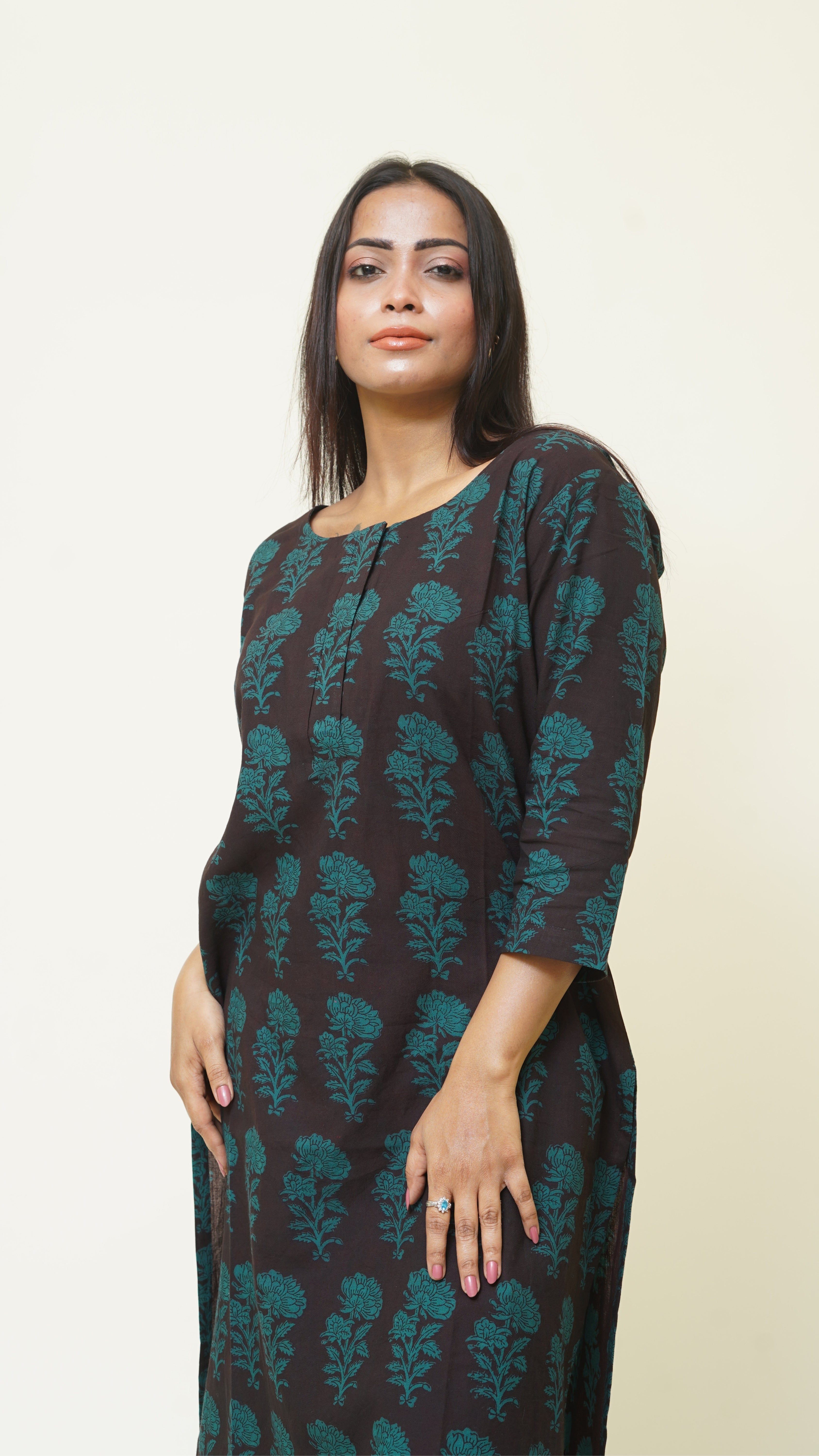 BLACK GREEN BAGH PRINT KURTA
