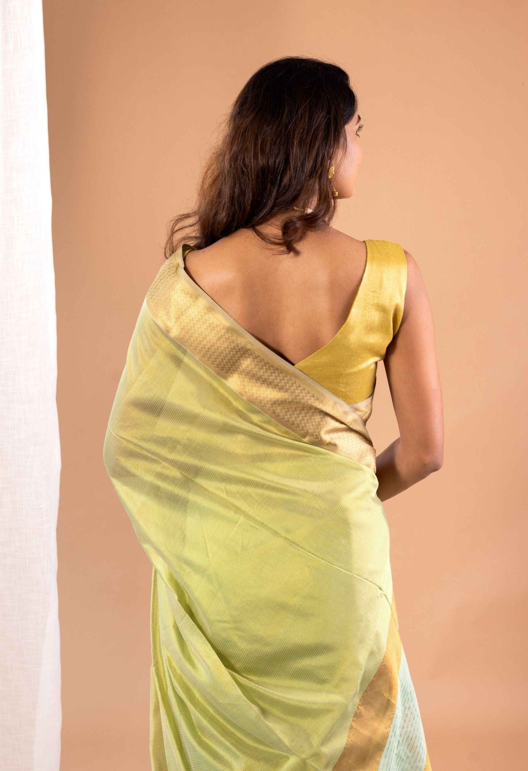 SAP GREEN BORDER MAHESHWARI SAREE