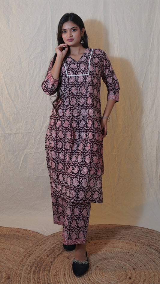 MAROON BLACK BAGH PRINT CO-ORD SET