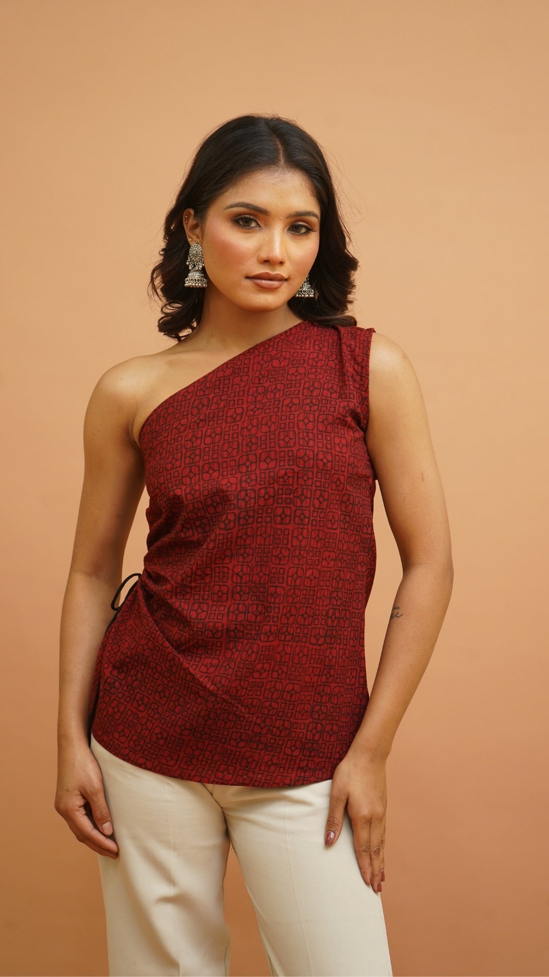 MAROON BLACK BAGH PRINT TOP