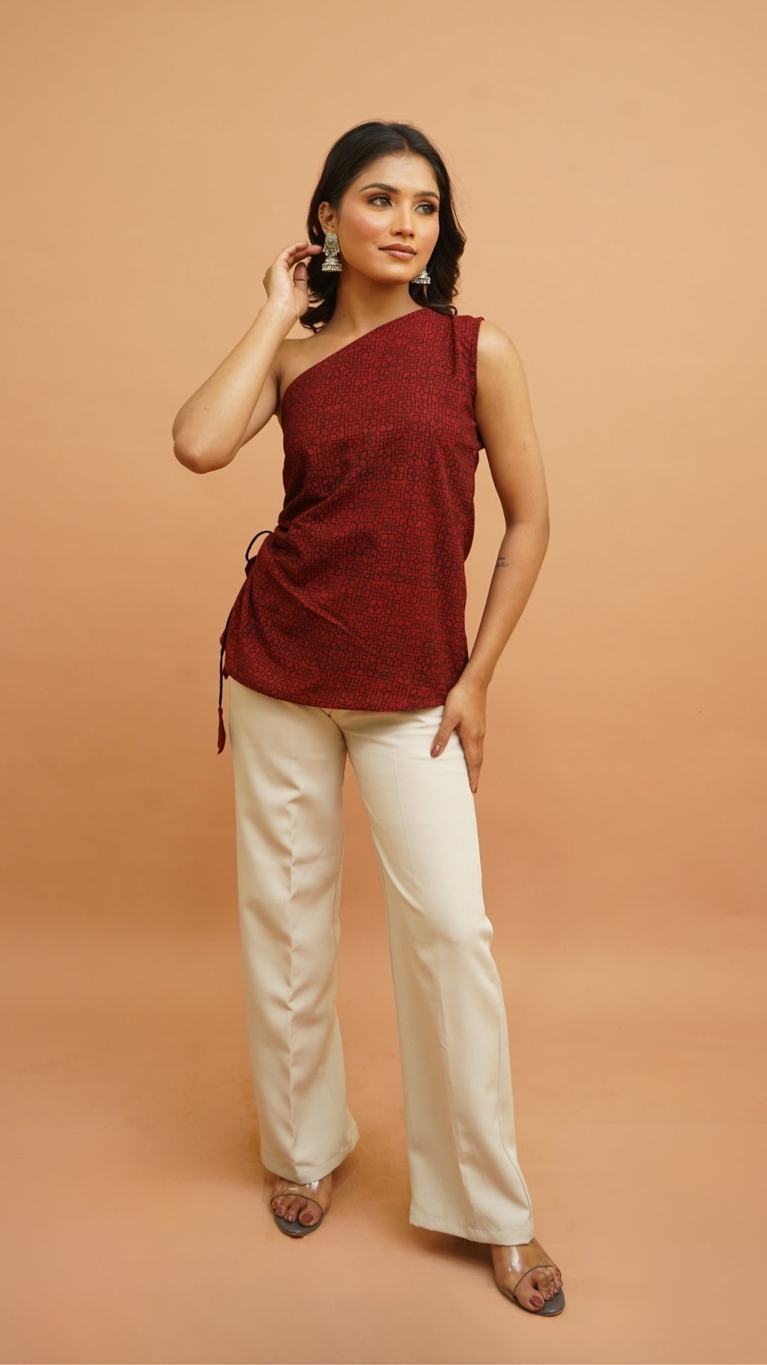 MAROON BLACK BAGH PRINT TOP