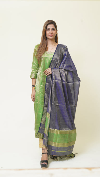 FOREST GREEN BROCADE MAHESHWARI  MAHESHWARI SUIT DUPATTA