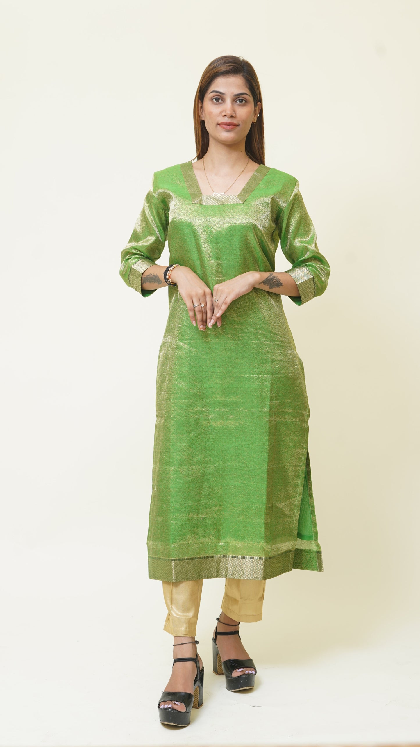 FOREST GREEN BROCADE MAHESHWARI  MAHESHWARI SUIT DUPATTA