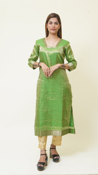 FOREST GREEN BROCADE MAHESHWARI  MAHESHWARI SUIT DUPATTA