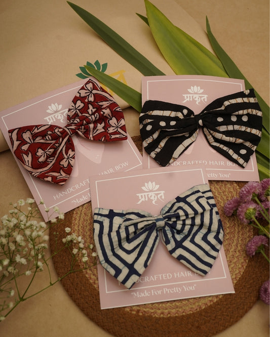COTTON BOW CLIP – SET OF 3