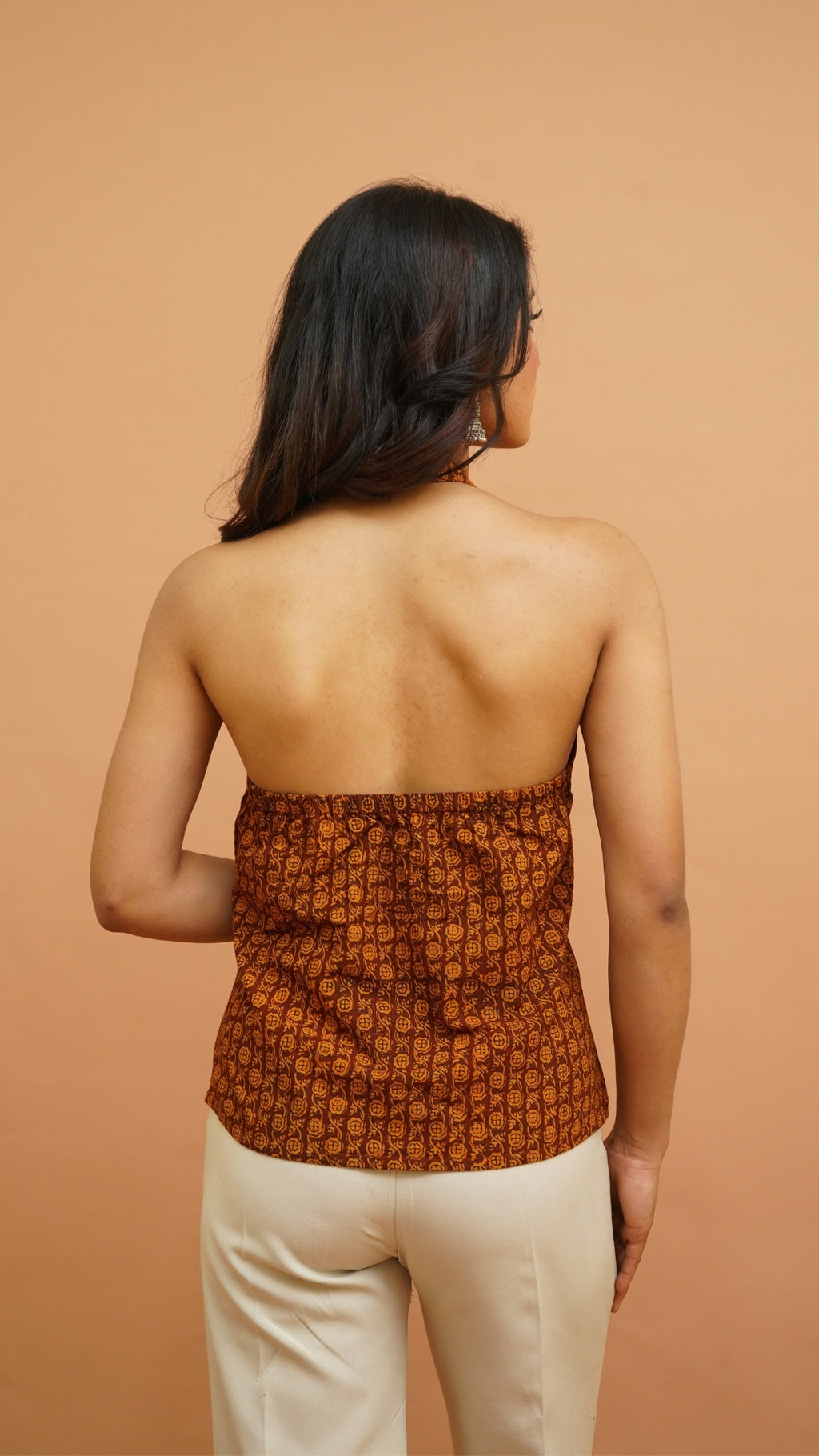COFFE BROWN  YELLOW BAGH PRINT BRALETTE