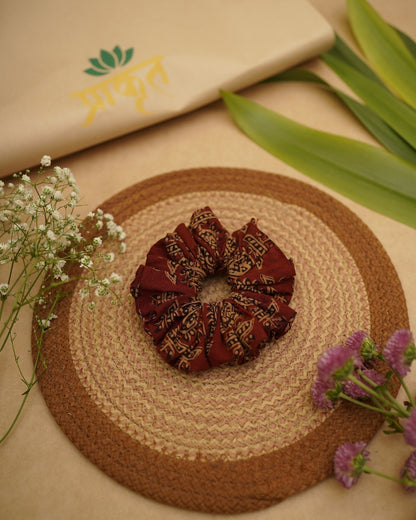 MAROON GOLD BAGH PRINT SCRUNCHIES