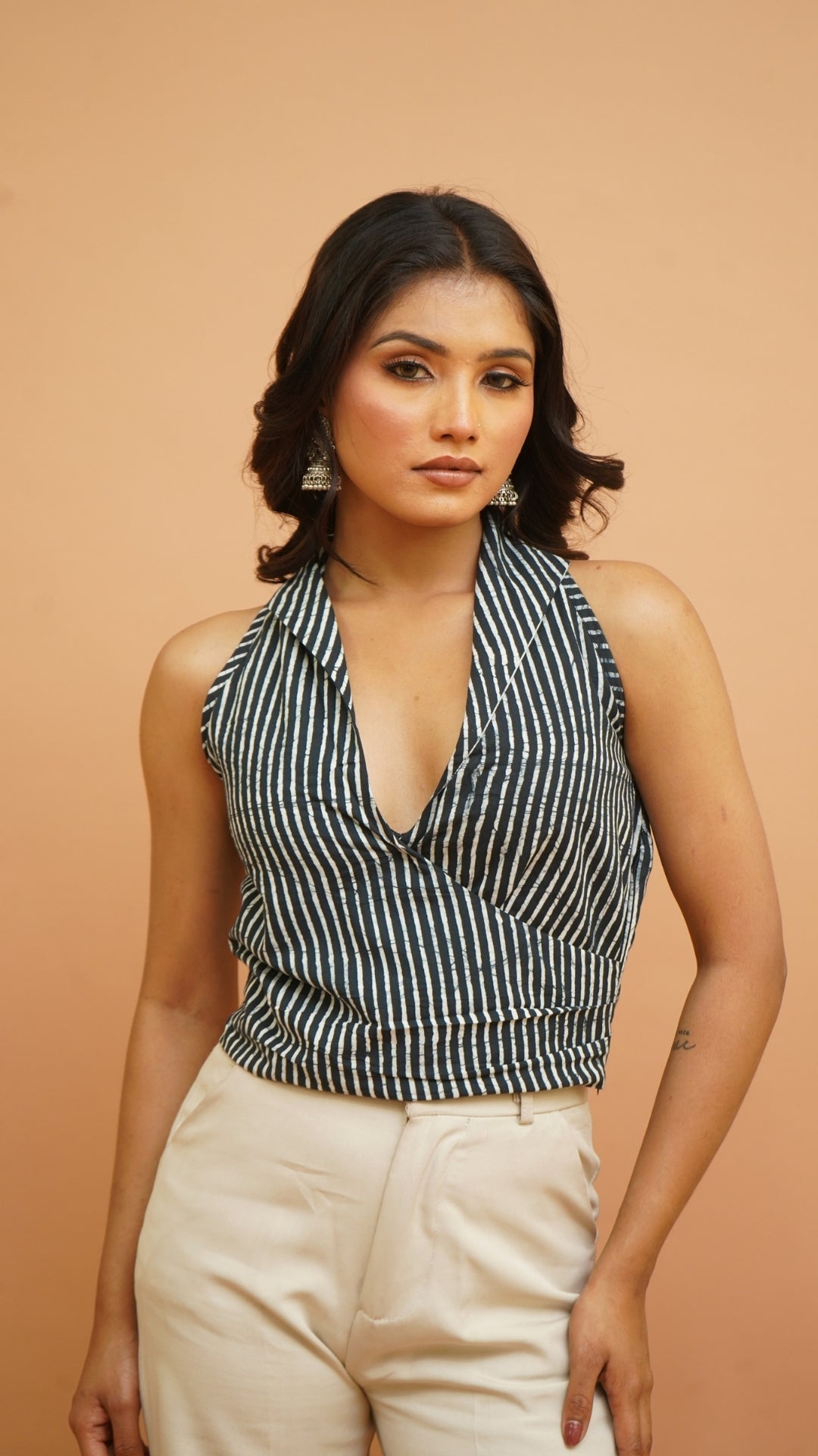 INDIGO STRIP BATIK PRINT BRALETTES