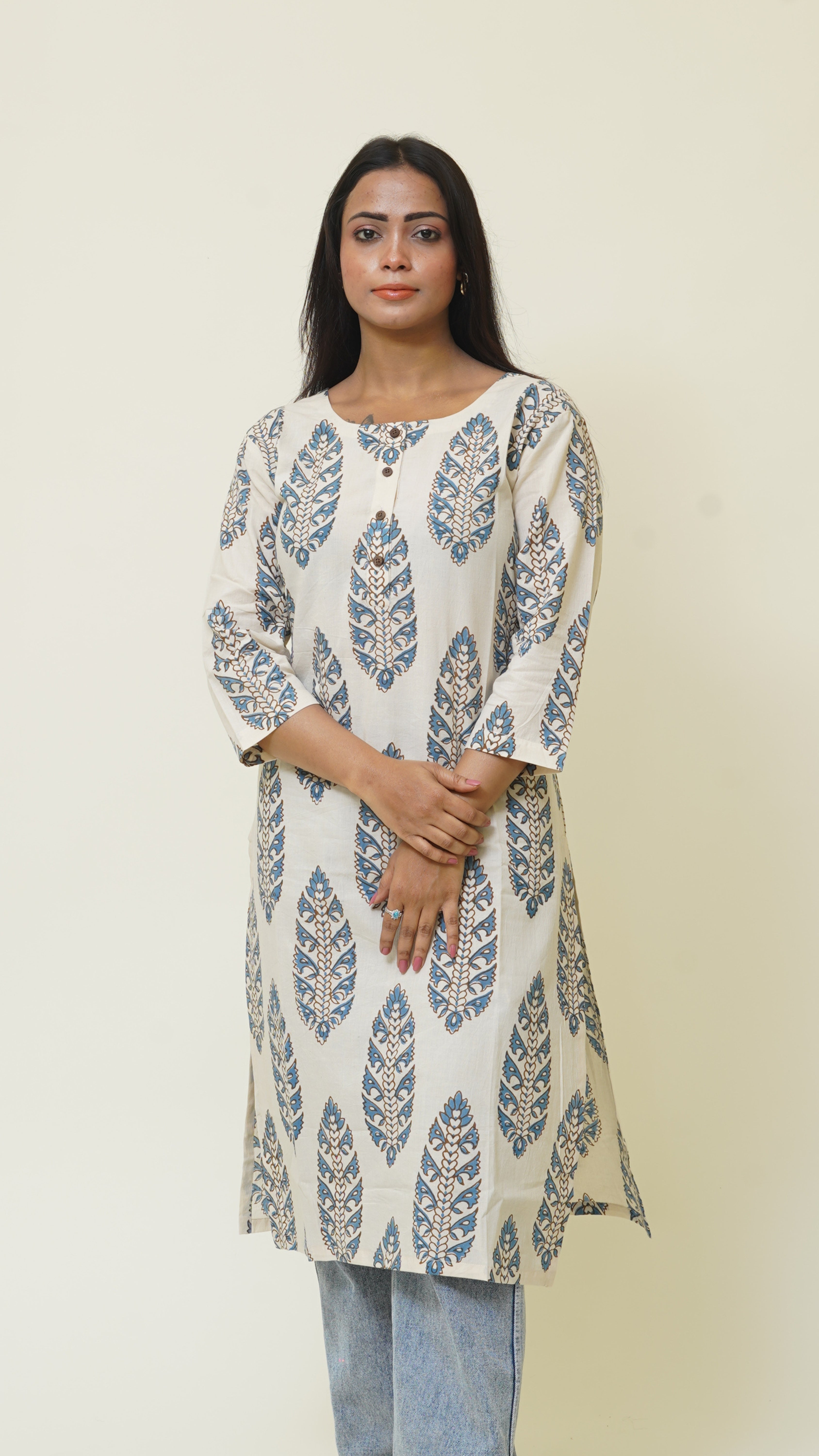 BEIGH INDIGO BAGH PRINT KURTA