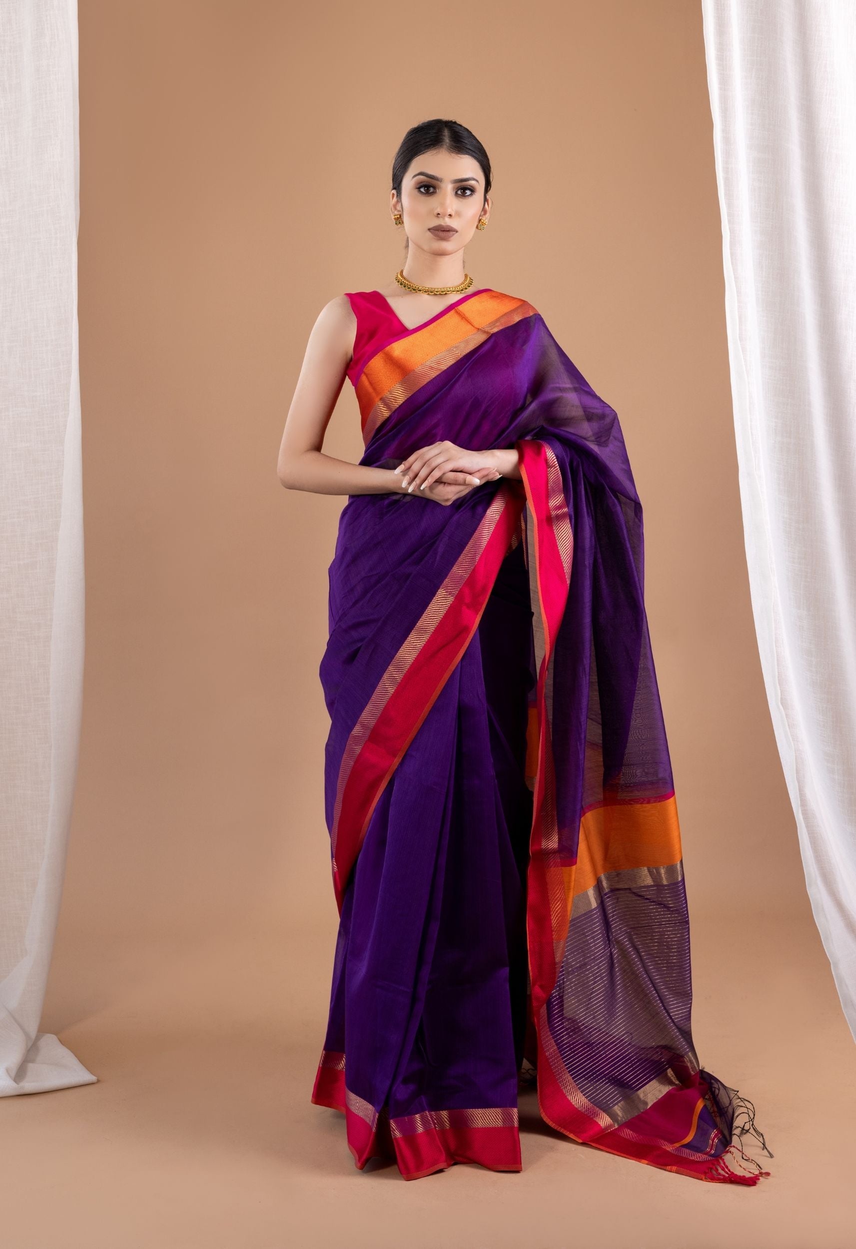 RICH MEGENTA GANGA JAMUNA MAHESHWARI SARRE