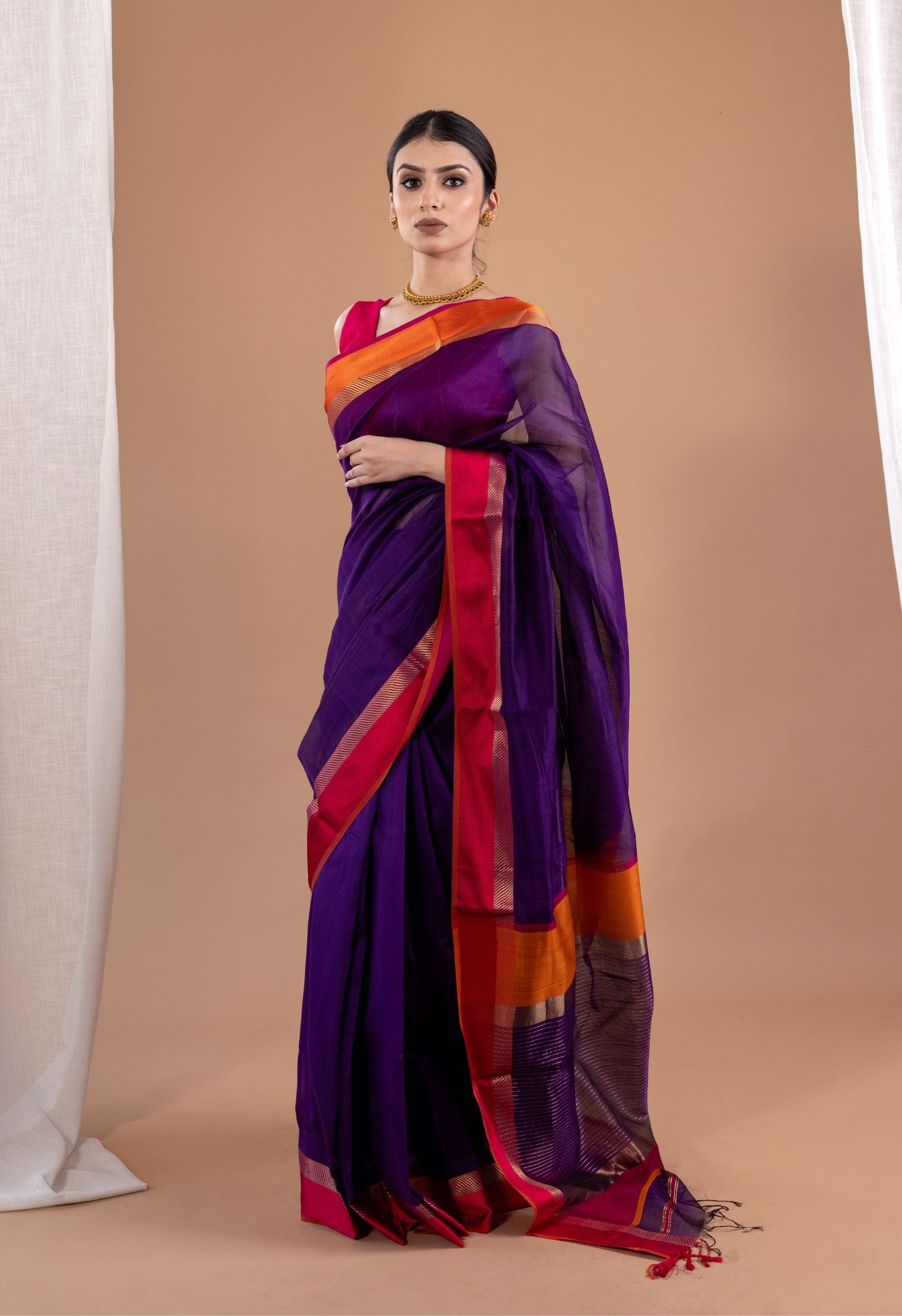 RICH MEGENTA GANGA JAMUNA MAHESHWARI SARRE