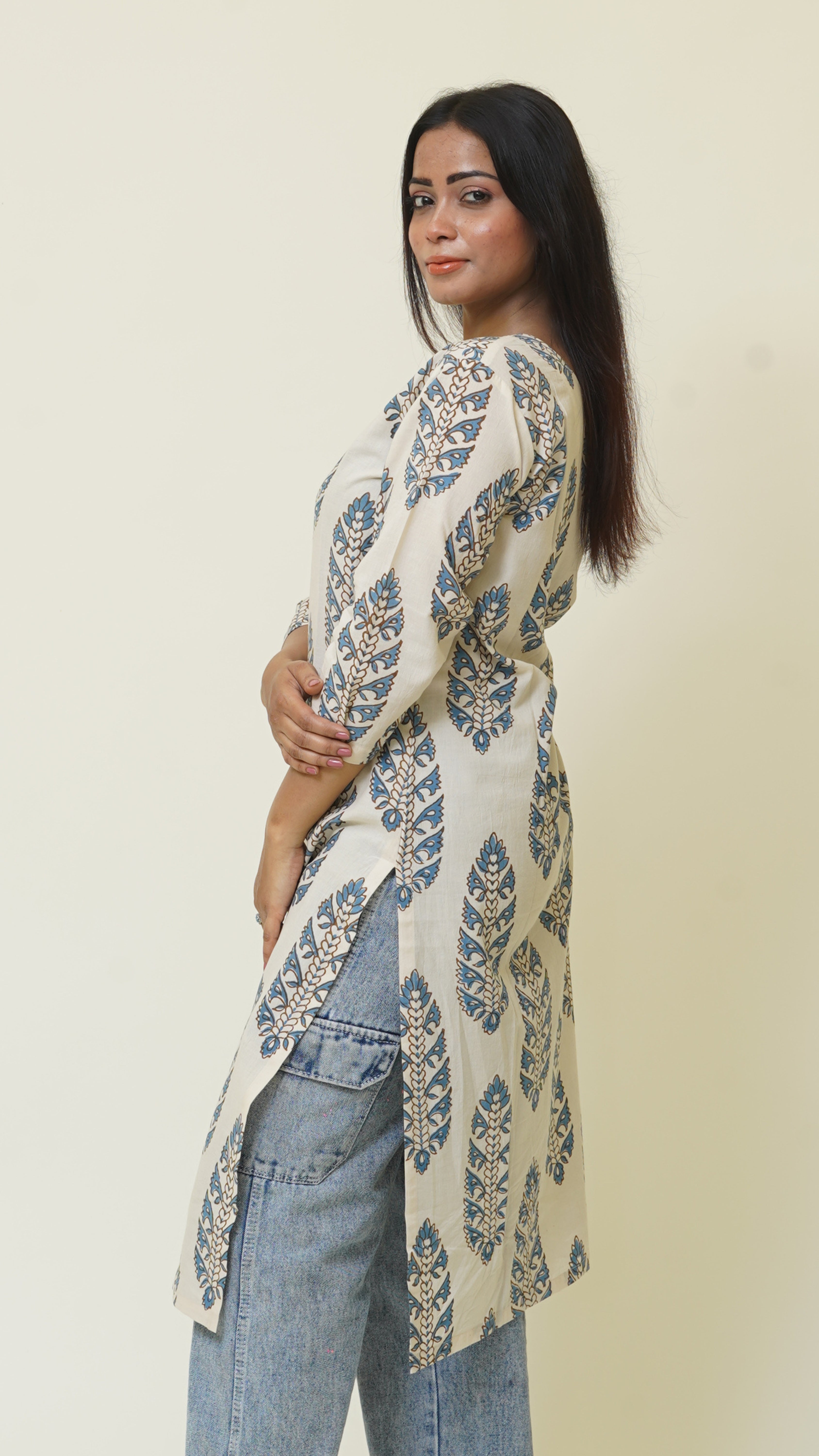 BEIGH INDIGO BAGH PRINT KURTA