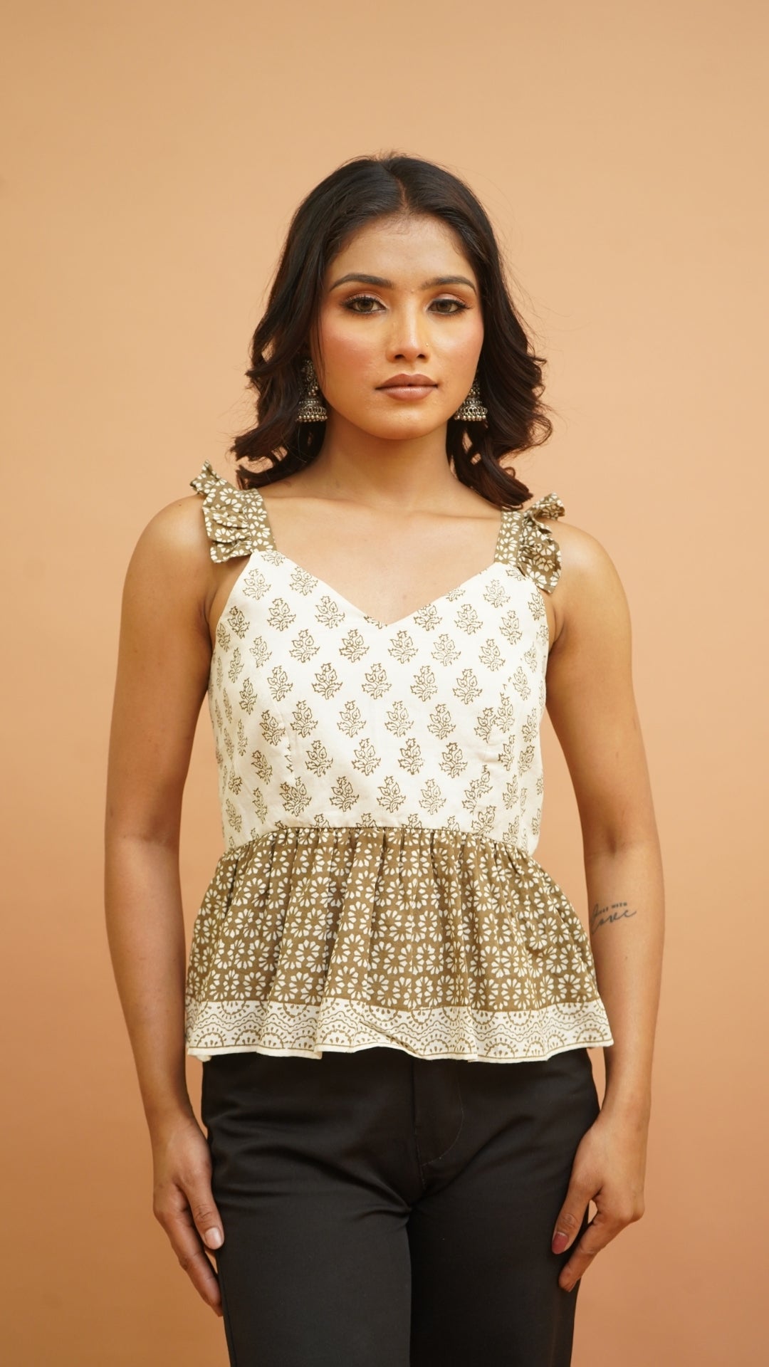 BEIGHT  BROWN BAGH PRINT BRALETTE