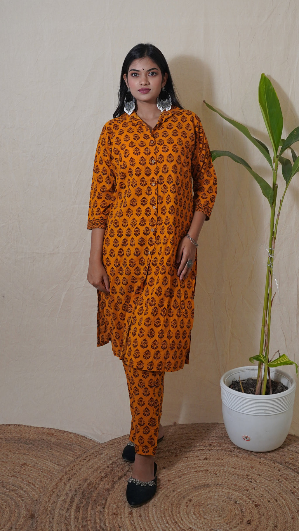 BROWN RED  BAGH PRINT CO-ODR SET