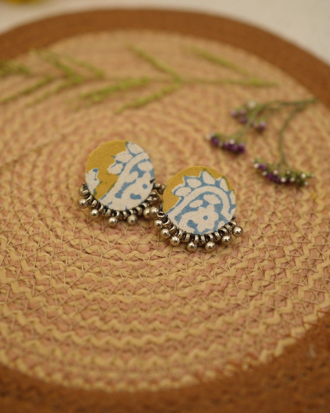 YELLOW BAGH PRINT EARRING