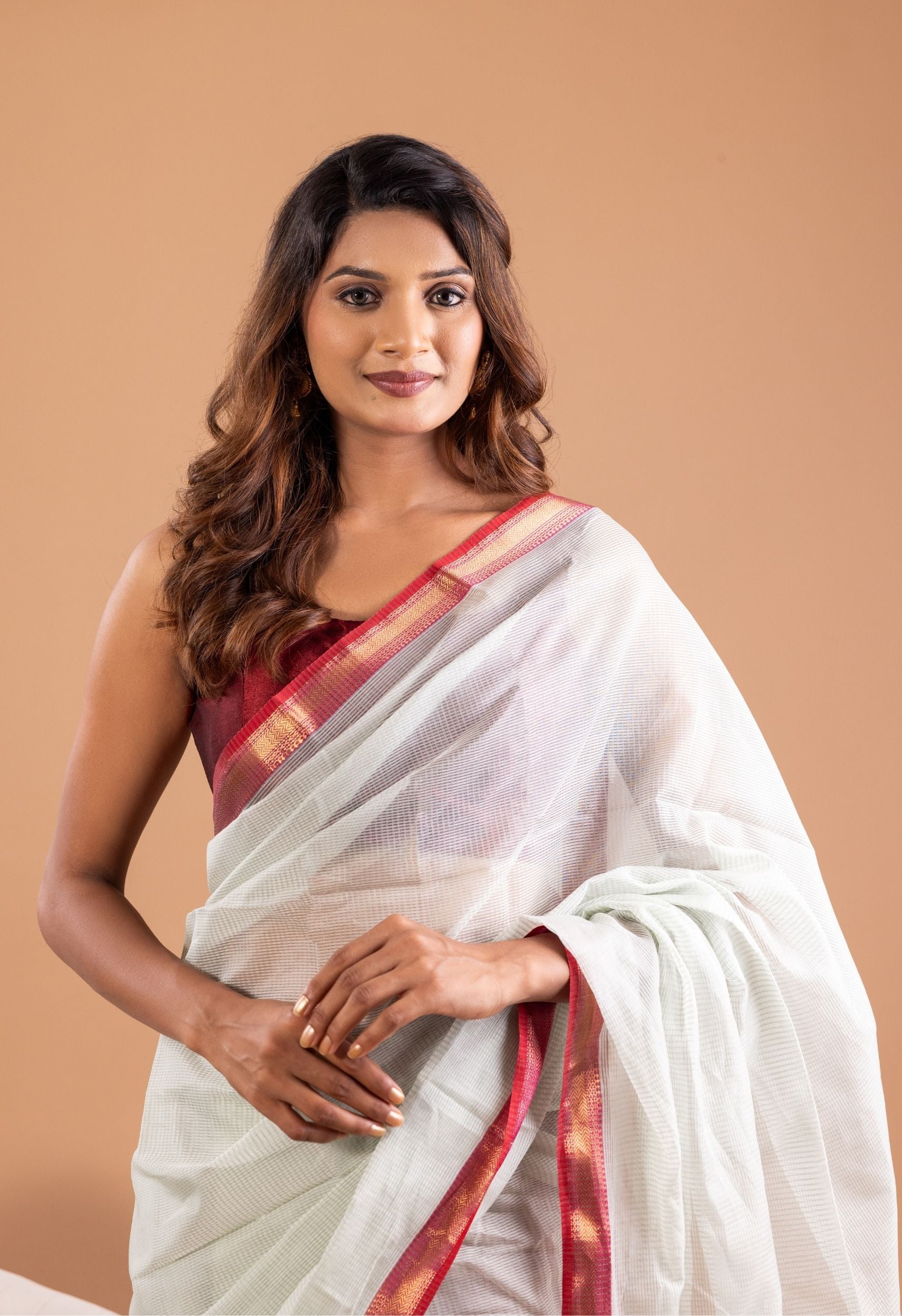 PASTEL MINT SELF CHECKES MAHESHWARI SAREE