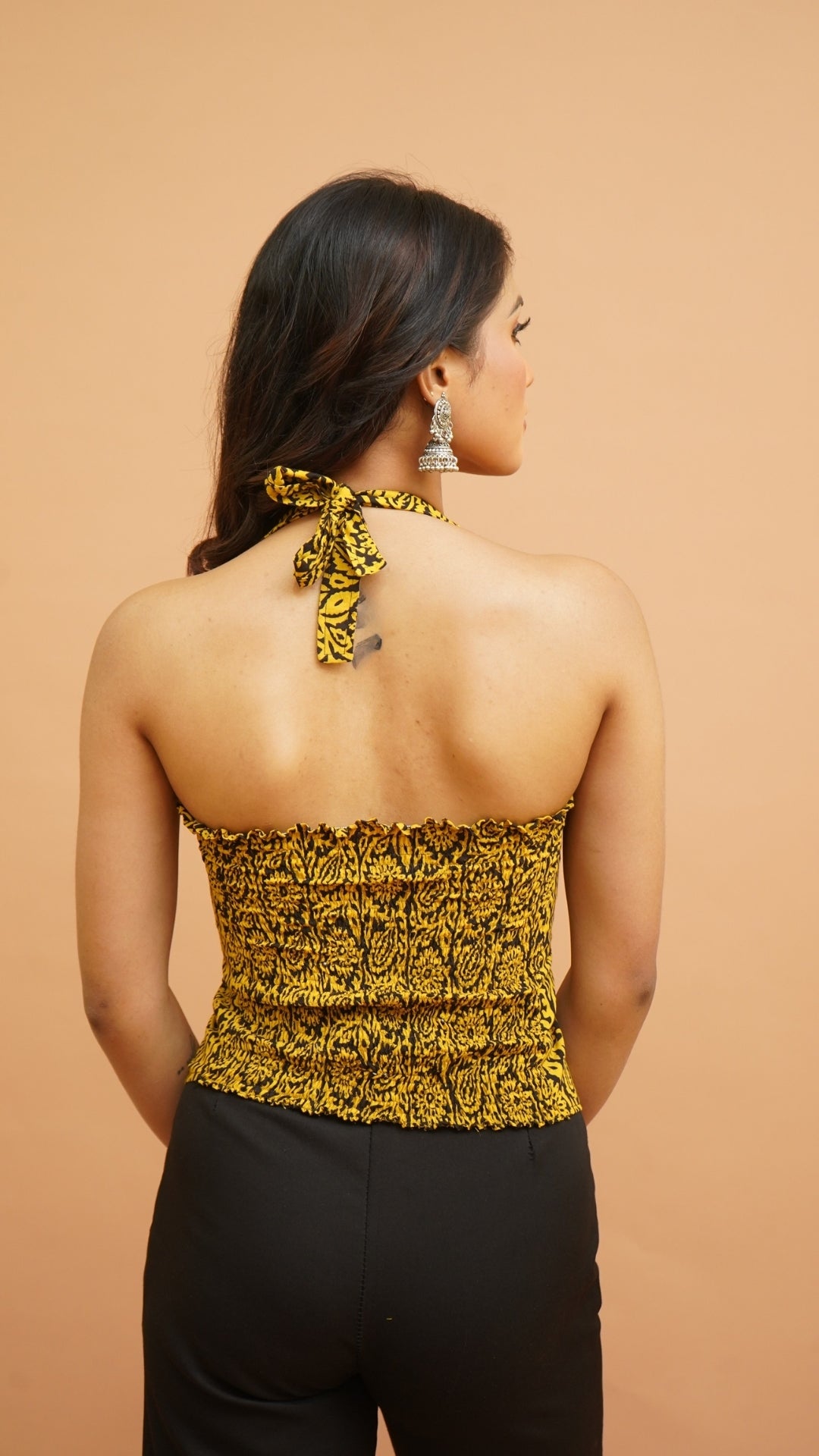 YELLOW BLACK  BAGH PRINT BRALETTES