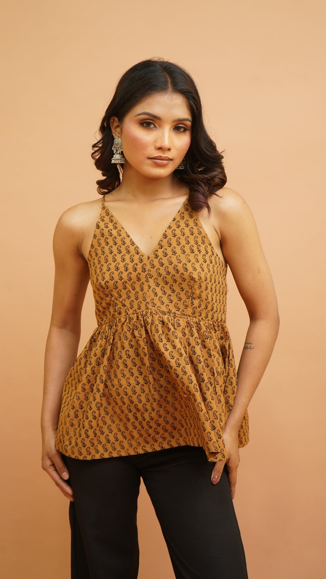 BROWN BLACK BAGH PRINT BRALETTES