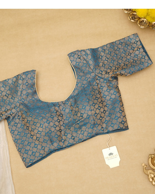 BLUE BANARASI BROCADE BLOUSE