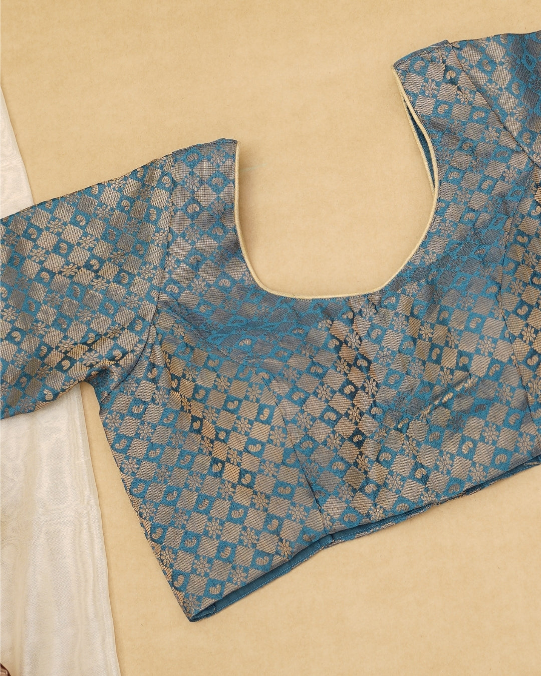 BLUE BANARASI BROCADE BLOUSE