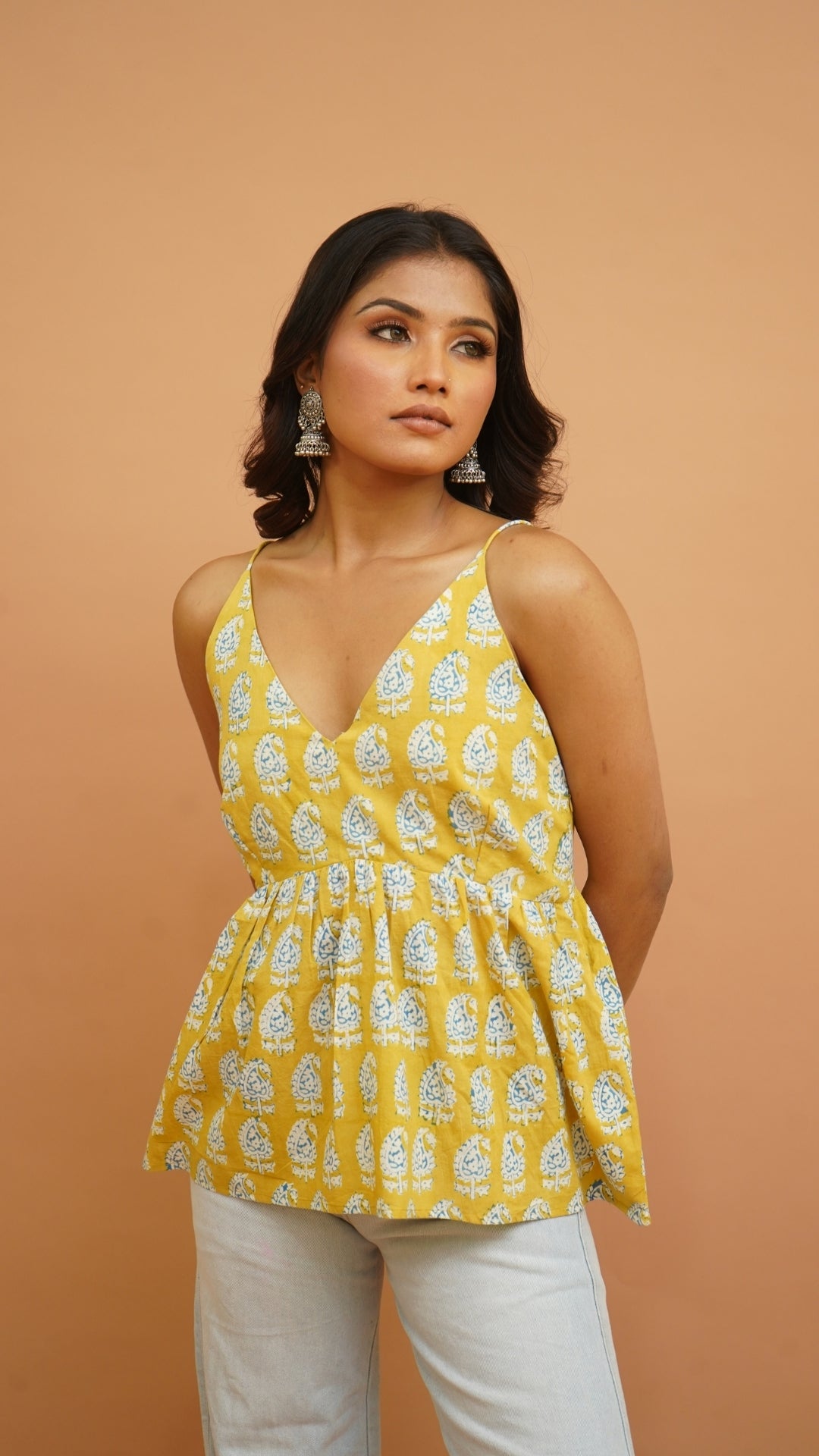 MUSTARD YELLOW BAGH PRINT BRALETTES