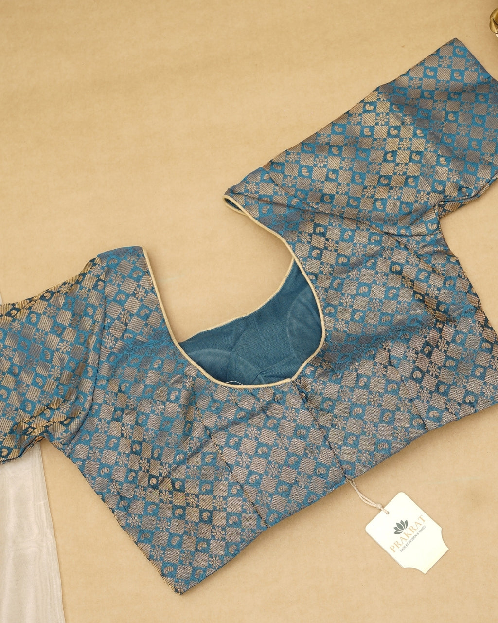 BLUE BANARASI BROCADE BLOUSE