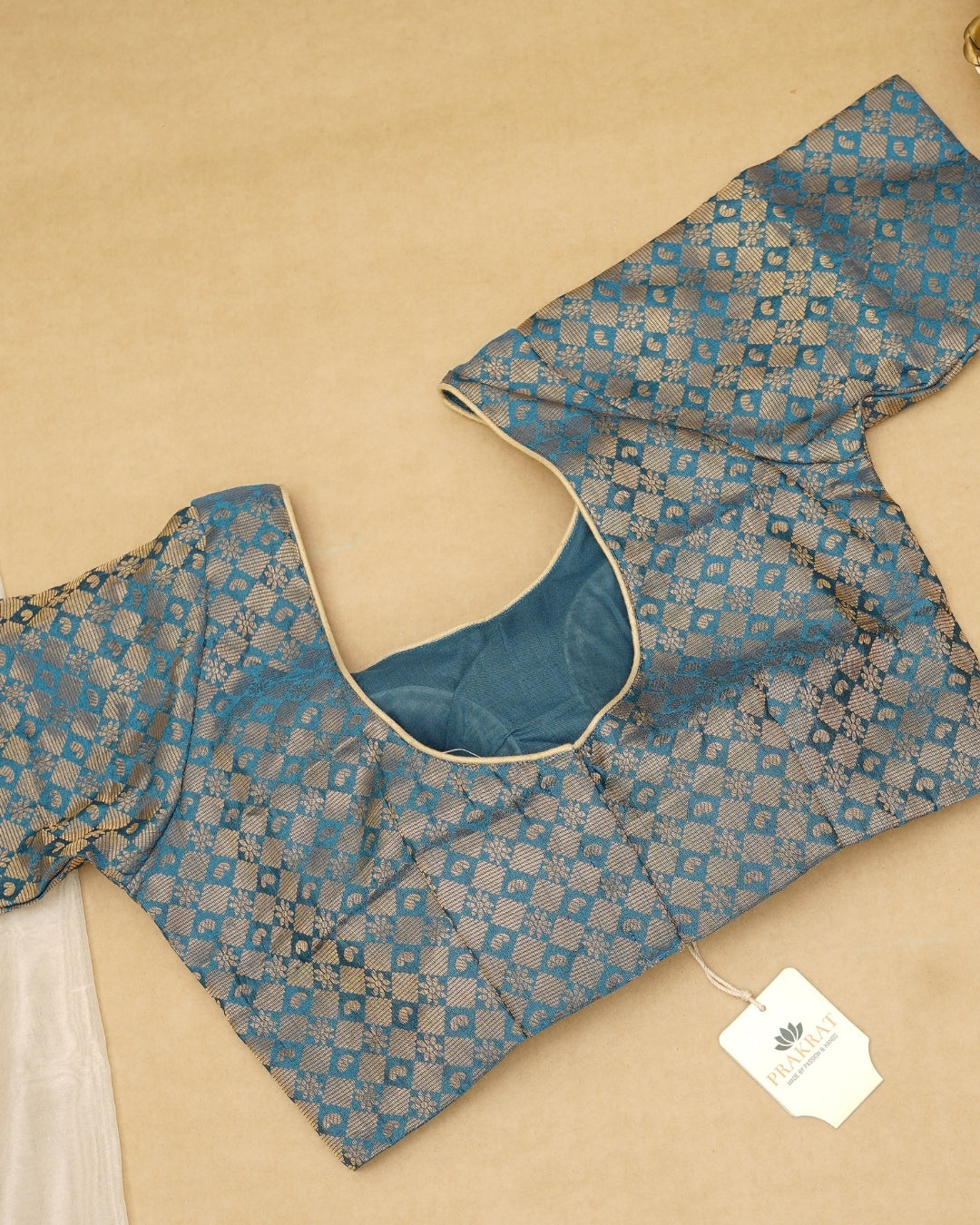 BLUE BANARASI BROCADE BLOUSE