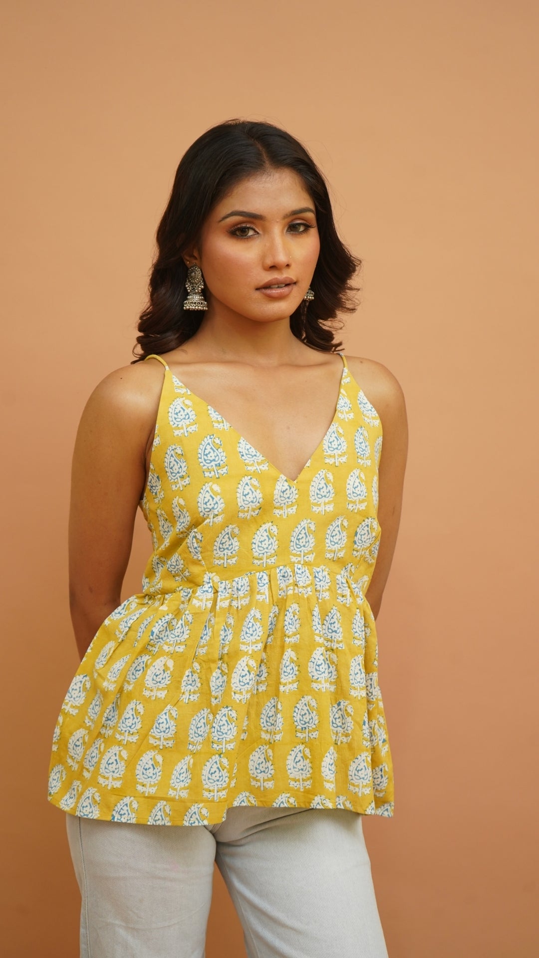 MUSTARD YELLOW BAGH PRINT BRALETTES
