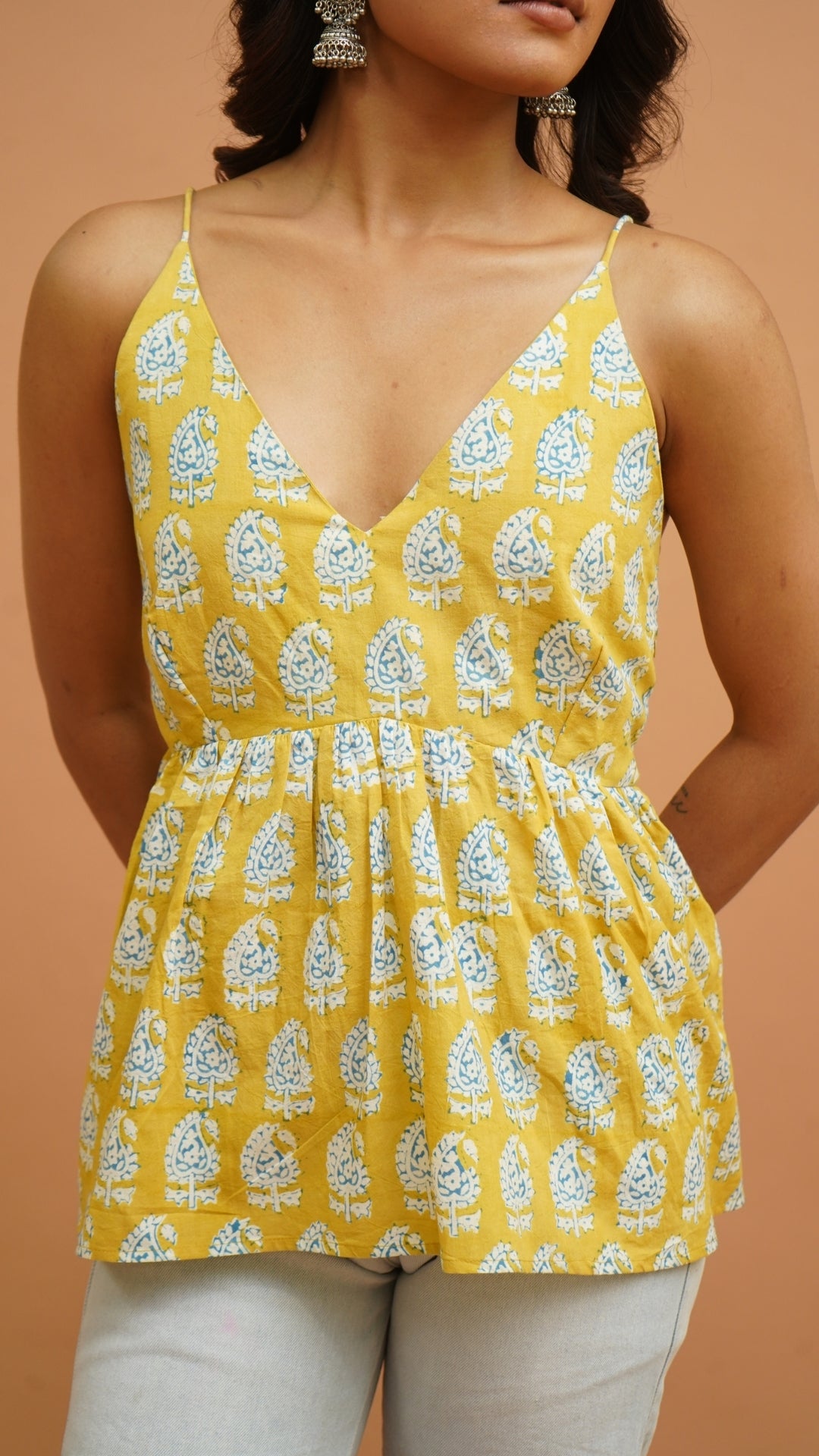 MUSTARD YELLOW BAGH PRINT BRALETTES